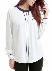 White with navy blouse